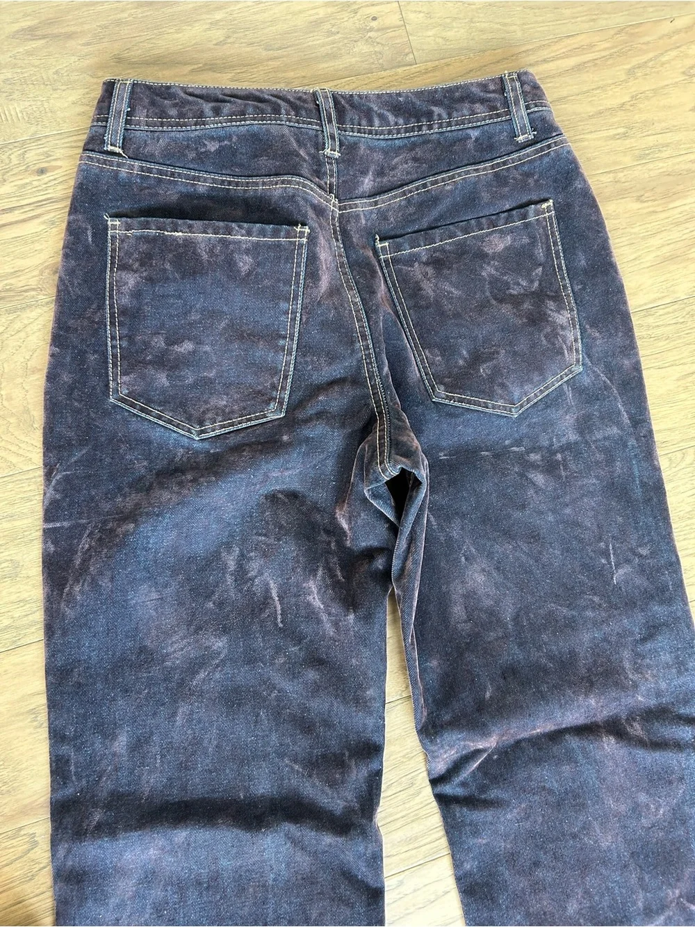 Forever 21 Dark Indigo Flocked High Rise Flare Jeans Size 27